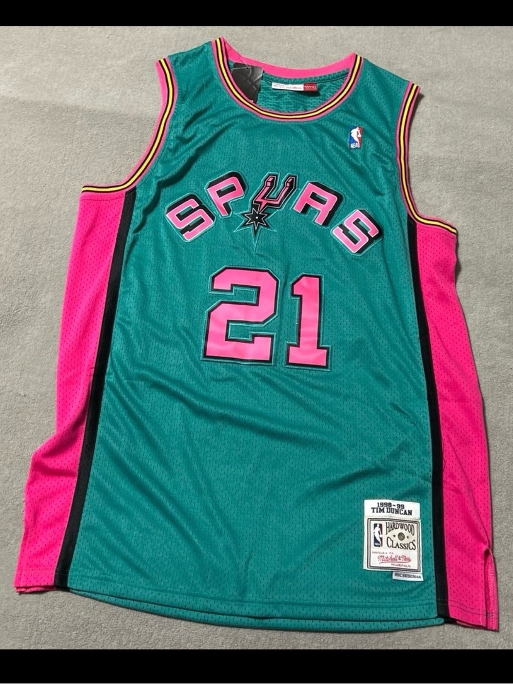 Mitchell & Ness San Antonio Spurs #21 Duncan Stitched Basketball Jersey - XXL